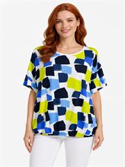 Kadın Renkli Desenli Oversize T-Shirt